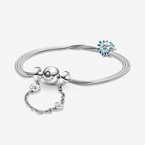 PANDORA ALE S925 Silver Blue Daisy Charm